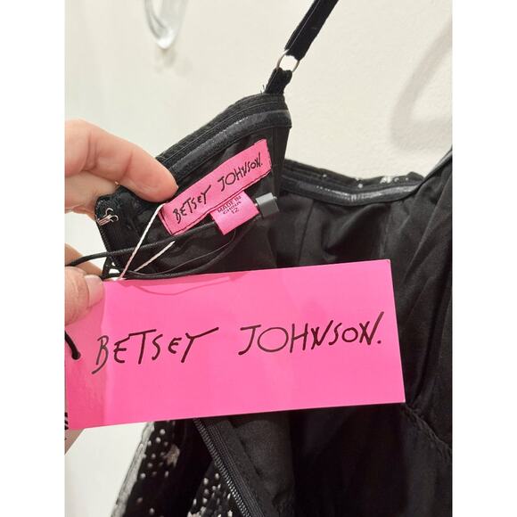 NWT Betsey Johnson Rainbow Star Mesh A-Line Midi Dress Black Women's Size 12 - Picture 5 of 5